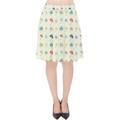 Clouds And Umbrellas Seasons Pattern Velvet High Waist Skirt by Wegoenart