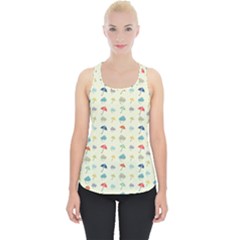 Clouds And Umbrellas Seasons Pattern Piece Up Tank Top by Wegoenart