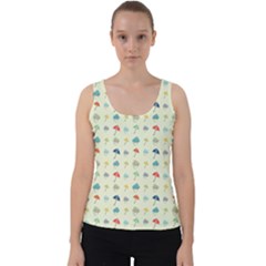 Clouds And Umbrellas Seasons Pattern Velvet Tank Top by Wegoenart