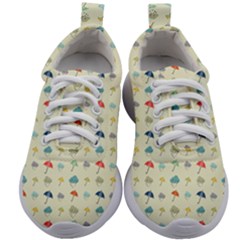 Clouds And Umbrellas Seasons Pattern Kids Athletic Shoes by Wegoenart