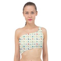 Clouds And Umbrellas Seasons Pattern Spliced Up Bikini Top  by Wegoenart