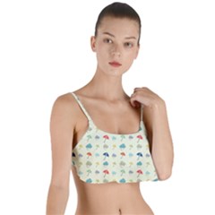 Clouds And Umbrellas Seasons Pattern Layered Top Bikini Top  by Wegoenart