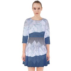 Snow Mountains Sea Sun Landscape Smock Dress