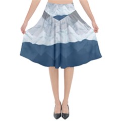 Snow Mountains Sea Sun Landscape Flared Midi Skirt