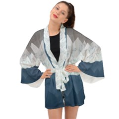 Snow Mountains Sea Sun Landscape Long Sleeve Kimono by Wegoenart