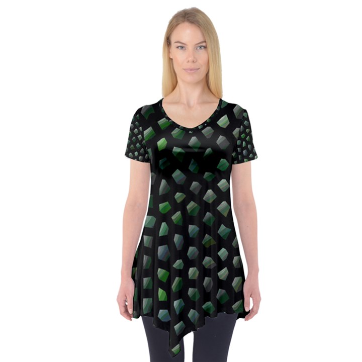 Abstract Green Design Scales Short Sleeve Tunic 