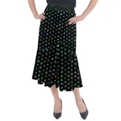 Abstract Green Design Scales Midi Mermaid Skirt