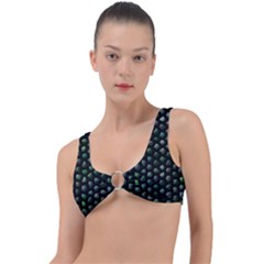 Abstract Green Design Scales Ring Detail Bikini Top