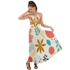 Design Nature Color Modern Backless Maxi Beach Dress