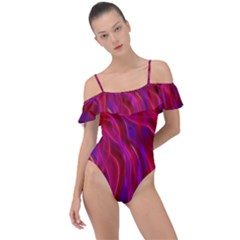 Background Texture Pattern Frill Detail One Piece Swimsuit