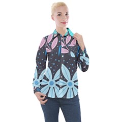 Pattern Nature Color Banner Modern Women s Long Sleeve Pocket Shirt