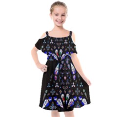 Barcelona Cathedral Spain Stained Glass Kids  Cut Out Shoulders Chiffon Dress