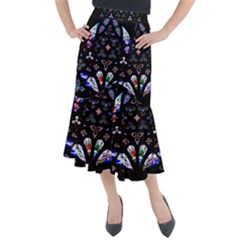 Barcelona Cathedral Spain Stained Glass Midi Mermaid Skirt