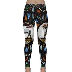 Spain Catalonia Montserrat Church  Stained Glass Classic Yoga Leggings by Wegoenart