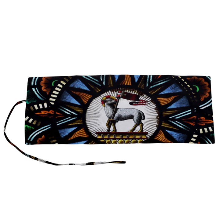 Spain Catalonia Montserrat Church  Stained Glass Roll Up Canvas Pencil Holder (S)