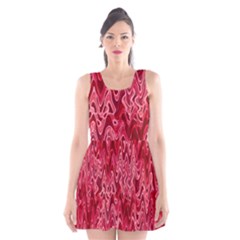 Background Abstract Surface Red Scoop Neck Skater Dress by Wegoenart