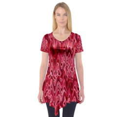 Background Abstract Surface Red Short Sleeve Tunic  by Wegoenart