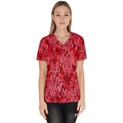 Background Abstract Surface Red Women s V-neck Scrub Top by Wegoenart