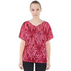 Background Abstract Surface Red V-neck Dolman Drape Top by Wegoenart