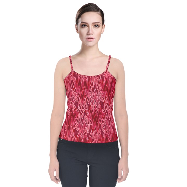 Background Abstract Surface Red Velvet Spaghetti Strap Top