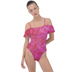 Background Abstract Texture Frill Detail One Piece Swimsuit