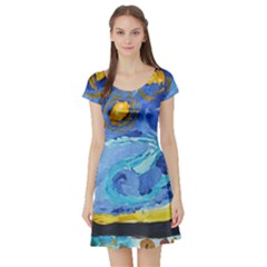 Painting Illustrations Vincent Van Gogh Short Sleeve Skater Dress by Wegoenart