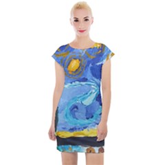 Painting Illustrations Vincent Van Gogh Cap Sleeve Bodycon Dress by Wegoenart