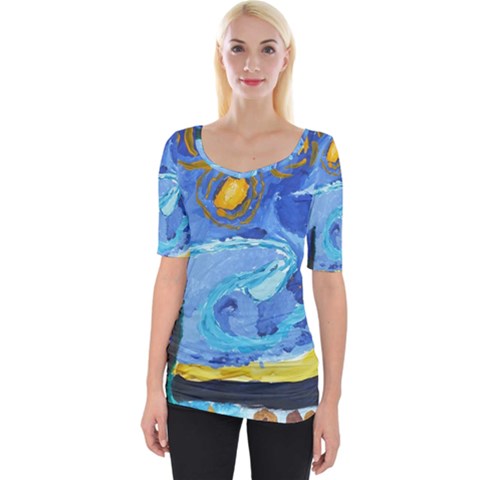 Painting Illustrations Vincent Van Gogh Wide Neckline Tee by Wegoenart