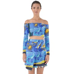 Painting Illustrations Vincent Van Gogh Off Shoulder Top With Skirt Set by Wegoenart