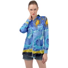 Painting Illustrations Vincent Van Gogh Long Sleeve Satin Shirt