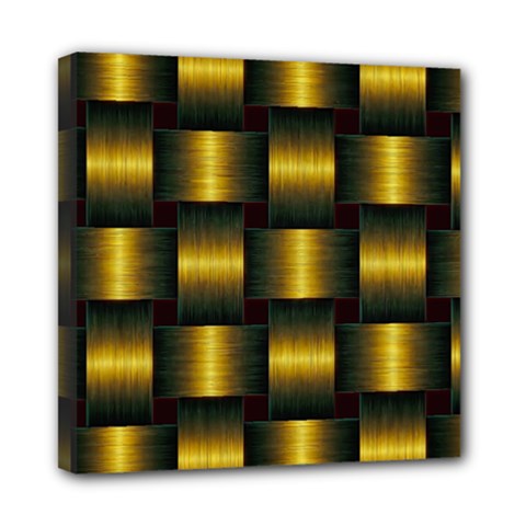 Background Pattern Desktop Metal Gold Golden Mini Canvas 8  X 8  (stretched) by Wegoenart