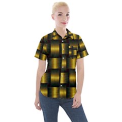 Background Pattern Desktop Metal Gold Golden Women s Short Sleeve Pocket Shirt