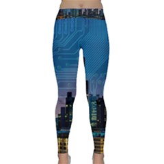 Smart City Circuit Board Classic Yoga Leggings by Wegoenart