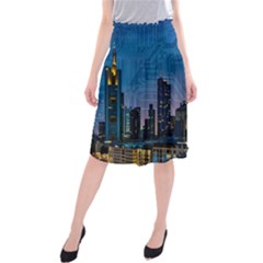 Smart City Circuit Board Midi Beach Skirt by Wegoenart