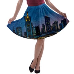 Smart City Circuit Board A-line Skater Skirt by Wegoenart