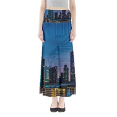 Smart City Circuit Board Full Length Maxi Skirt by Wegoenart