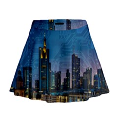 Smart City Circuit Board Mini Flare Skirt by Wegoenart