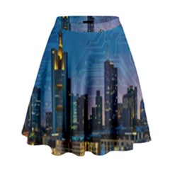 Smart City Circuit Board High Waist Skirt by Wegoenart