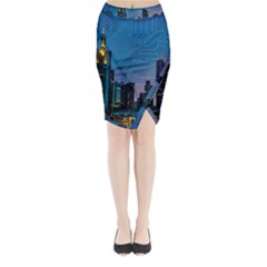 Smart City Circuit Board Midi Wrap Pencil Skirt by Wegoenart