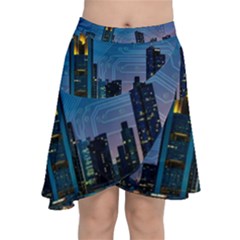 Smart City Circuit Board Chiffon Wrap Front Skirt by Wegoenart