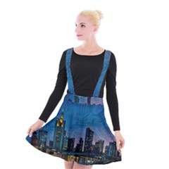 Smart City Circuit Board Suspender Skater Skirt by Wegoenart