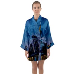 Smart City Circuit Board Long Sleeve Satin Kimono by Wegoenart