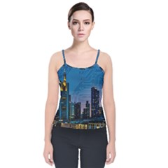 Smart City Circuit Board Velvet Spaghetti Strap Top by Wegoenart