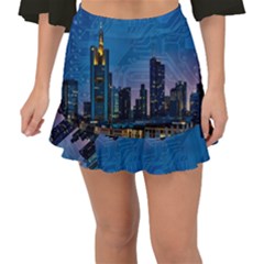 Smart City Circuit Board Fishtail Mini Chiffon Skirt by Wegoenart