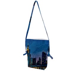 Smart City Circuit Board Folding Shoulder Bag by Wegoenart