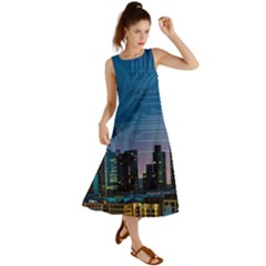 Smart City Circuit Board Summer Maxi Dress