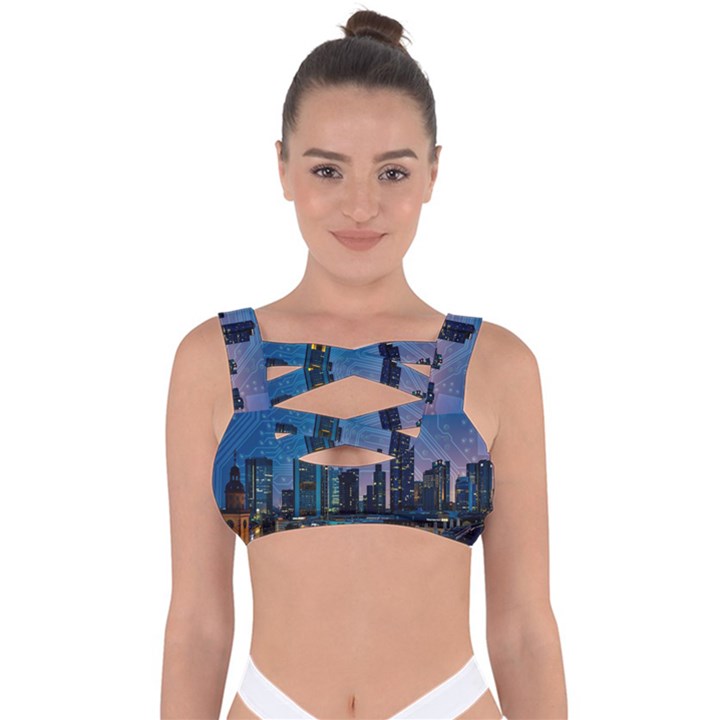 Smart City Circuit Board Bandaged Up Bikini Top