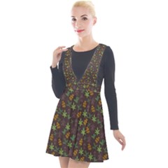 Tribal Leaves House Art Tribal Art Plunge Pinafore Velour Dress by Wegoenart