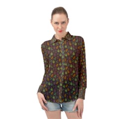 Tribal Leaves House Art Tribal Art Long Sleeve Chiffon Shirt