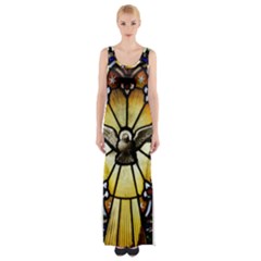 Spain Catalonia Montserrat Church Thigh Split Maxi Dress by Wegoenart